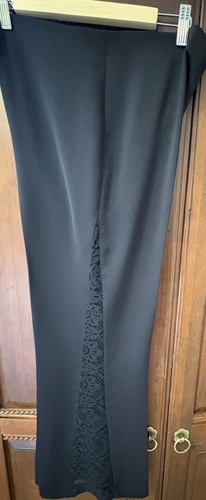 ❤️❤️ NEW $395 Elegant ALICE & OLIVIA SIDE LACE PANEL FLARE LEG BLACK PANTS 12 - Picture 6 of 17