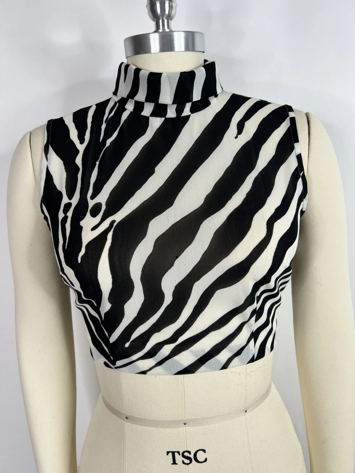 Top corto de nailon con estampado de cebra Dolce & Gabbana 44 L de colección Foto 4 de 4