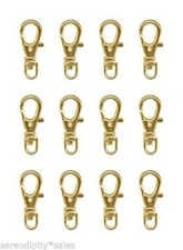 12 Small Gold Swivel Clips  23mm x 9mm 1" long  for Key Rings/Crafts/Jewelry