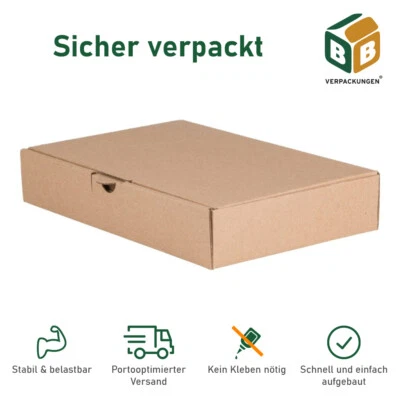 BB-VERPACKUNGEN® 200 Maxibriefkartons Außenmaß 240 x 160 x 45 mm DIN A5 Faltschachteln stabil neu
