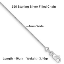 Necklace Real 925 Sterling Silver Filled Solid Fine Snake Link Girls Chain 40cm