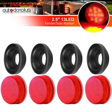4x 2.5 inch Round Side Marker Clearance Lamp Trailer Truck Light Red 13LED