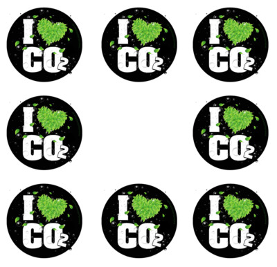 8-200x Einkaufswagen Sticker 4cm Papier-Aufkleber I love CO2 Pflanzennahrung