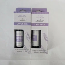 2 Lavender Relax 100% Pure Essential Oil 10 ml/.33 Fl Oz. New In Sealed Box.