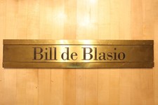 New York City NYC City Hall Bld Mayor Bill de Blasio Solid Brass Name Plaque