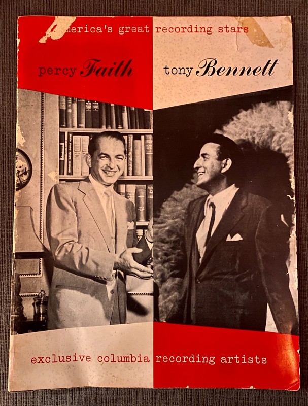 TONY BENNETT PERCY FAITH autographed 1954 Tour program