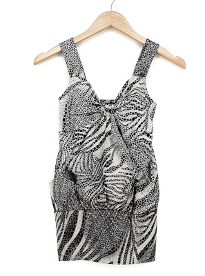MELROSE Damen TOP Longtop Reptil Dessin grau schwarz Größe 32 34 NEU T180