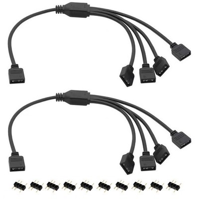 2Pcs ARGB Splitter Cable, 1-to-4 Female to Female 5V 3 Pin Addressable RGB2314