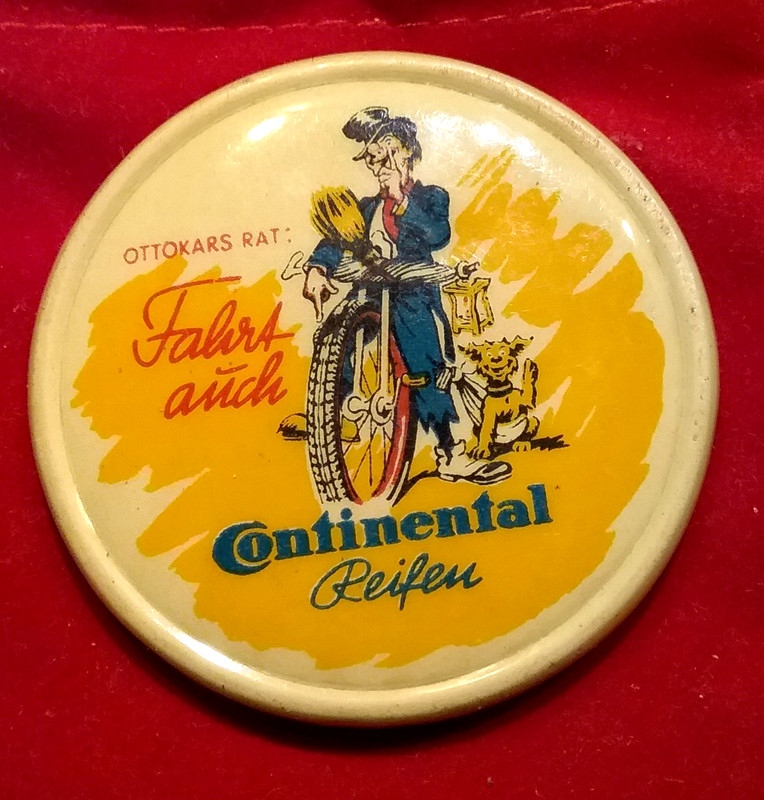 (Pgasteelers1) German Adv. Mirror  Continental Reifen Tires (man on bicycle)