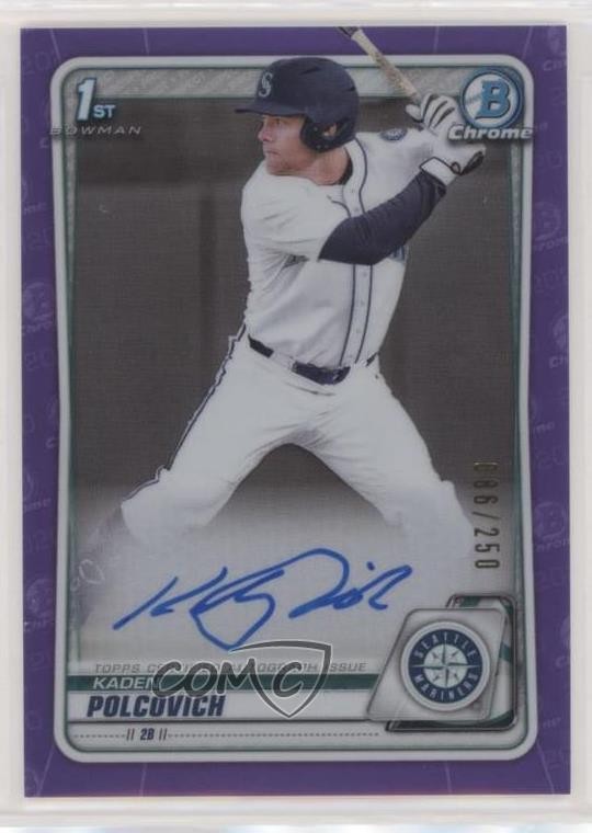 2020 Bowman Draft Chrome Picks Purple Refractor 86/250 Kaden Polcovich Auto 00c9