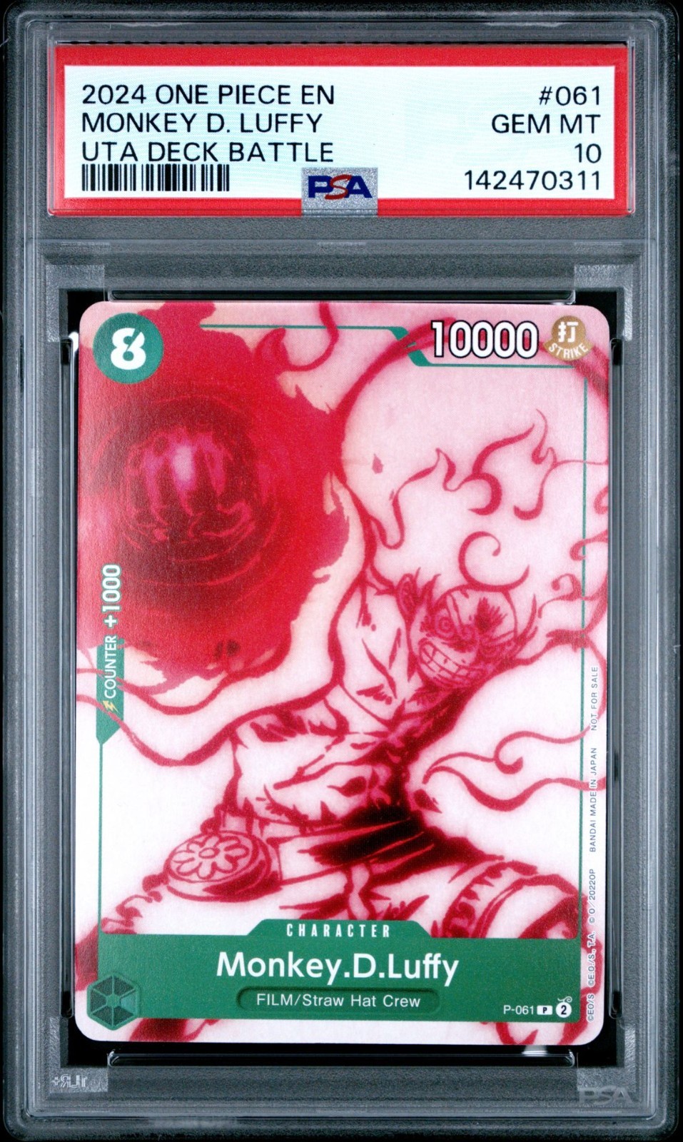 2024 One Piece EN Monkey D Luffy UTA Deck Battle #061 PSA 10 GEM MINT