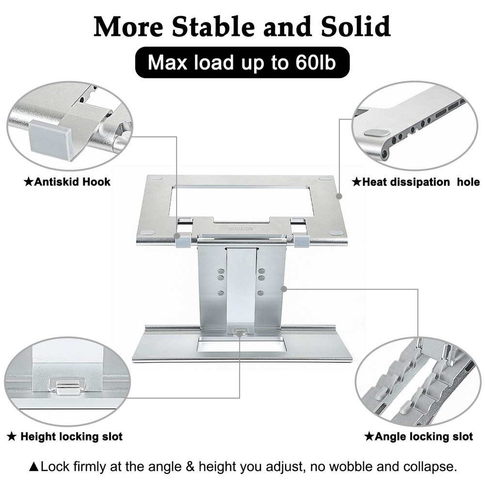 Adjustable Aluminum Ergonomic Laptop Stand for Desk with Ventilation
