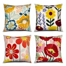 18x18 Floral Decorative Cushion Covers Set of 4 Colorful Spring Pillow Covers
