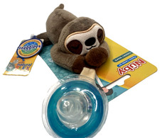 NOC Nuby Pacifier Snuggleez Sloth Plush 0-6 Month Small Calm Natural Flex