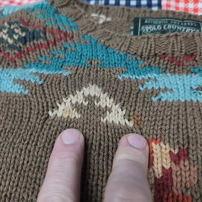 VTG Ralph Lauren Polo Country Native American Horse Sweater Medium
