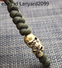 550 Lanyard Layered Skull Brass Bead Knife Paracord Beads Handmade Pendant