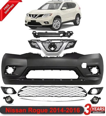 Front Bumper Cover & Grille Assembly Kit For 2014-2016 Nissan Rogue