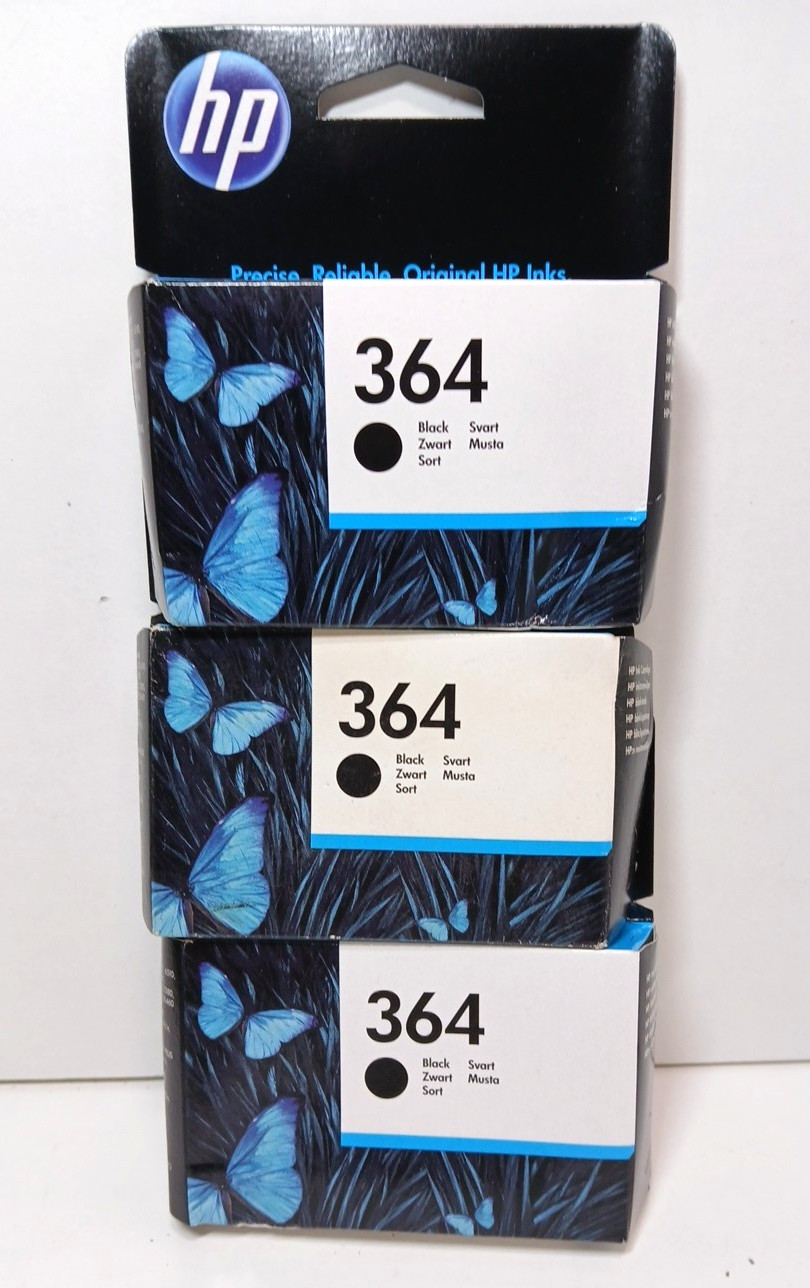 HP 364 Black Ink Cartridges CB316EE New Jul 2018 Genuine