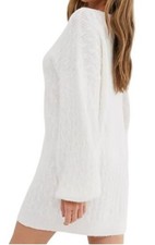 ASOS DESIGN cable mini sweater dress with v neck Size 8 Cream Cinnamon Girl Comf