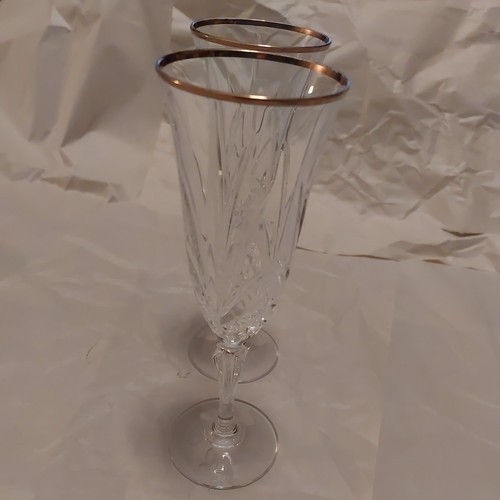 Two (2) Cristal de Flandre Salzburg Gold Champagne Flutes (Used) - Bild 3 von 7