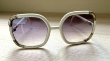 Ted Lapidus Vintage 1970s Sunglasses Oversized White Gold Frames Paris France