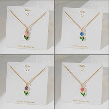 Women's 18K Gold Plated Stainless Steel Tulip Flower Pendant Necklace