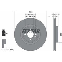 2X Textar 92255003 Bremsscheibe FüR Mini Clubman R58 R59 R56 R57 R55