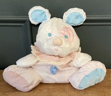 Fisher Price Vintage Puffalump Puppy Dog Plush Pink Blue White Baby Rattle