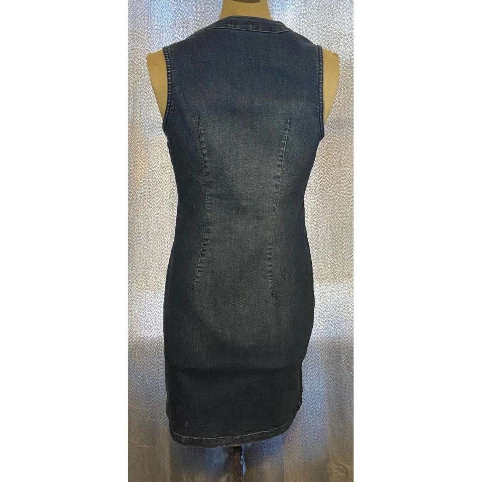 Vestido GUESS Mujer Talla M Denim Lavado Oscuro Sin Mangas Vintage Años 90 Y2K Foto 4 de 4
