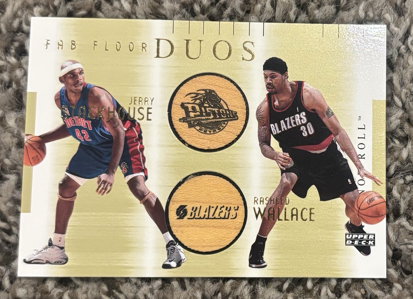 JERRY STACKHOUSE RASHEED WALLACE 2001-02 UPPER DECK HONOR ROLL FAB FLOOR DUOS