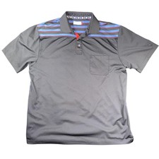 Ben Hogan Polo Shirt Mens Large Black Blue Red Striped Golf Performance Pocket