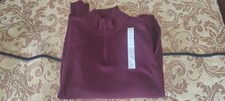 Banana Republic Merino 100 Wool Quarter-Zip Burgundy Sweater Mens Large