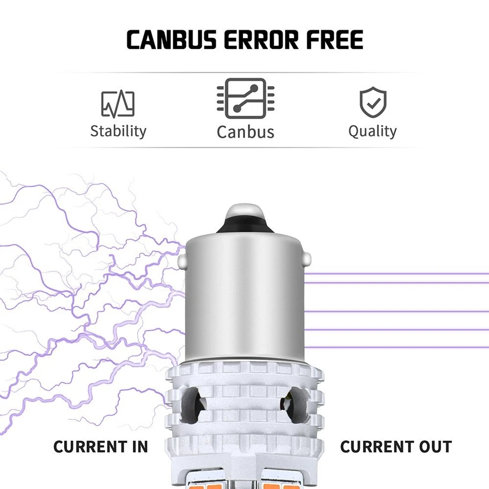 AUXITO 2x BAU15S PY21W 7507 LED Turn Signal Light Bulb Canbus Error Free Yellow - Image 4 of 4