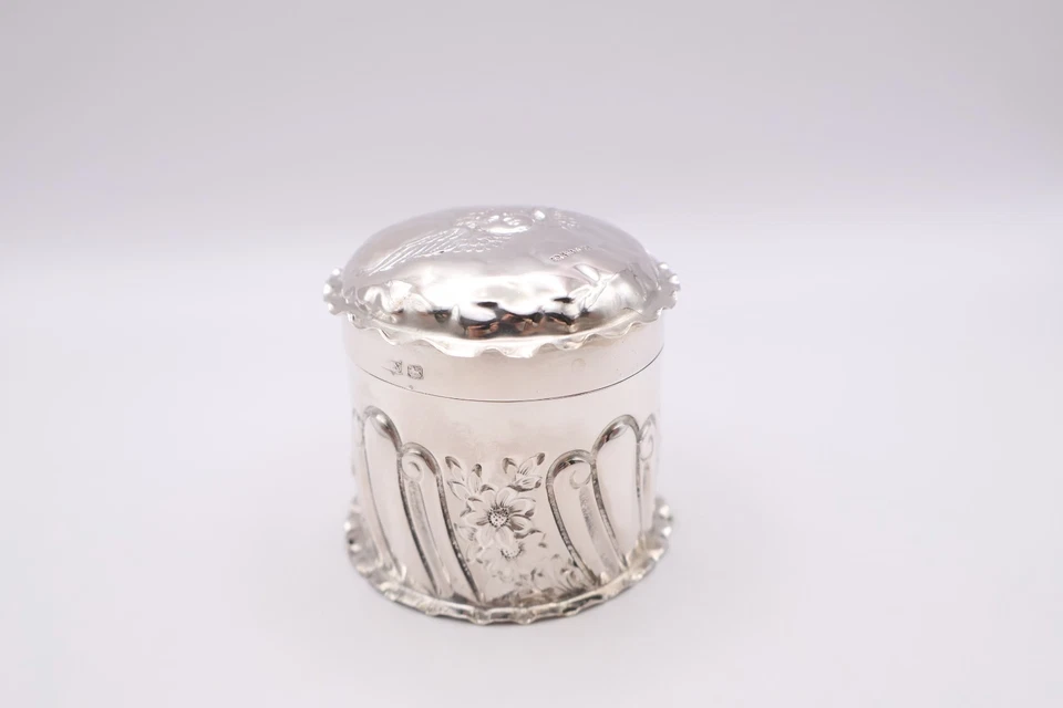 Antigua caja de baratija de plata de ley con sello Sheffield 1898 Foto 3 de 4