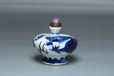 Chinese Antique Old Porcelain Hand-painted Dragon Snuff Bottle