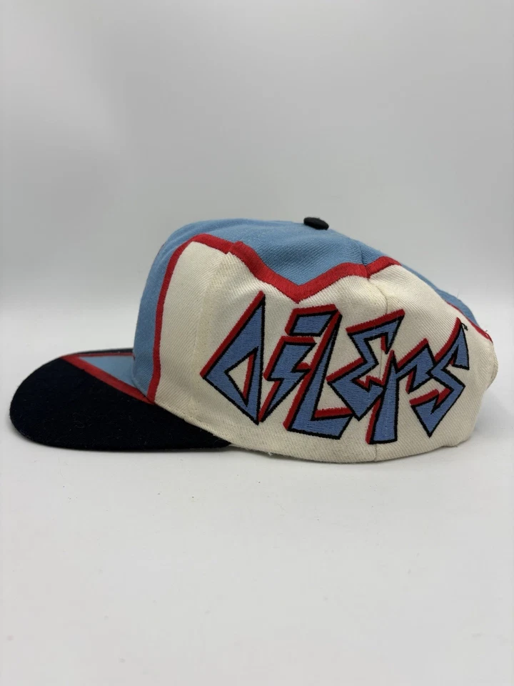 De colección Años 90 Houston Oilers Bolt SnapBack Sombrero Grial Muy Raro NFL Usado Foto 2 de 4