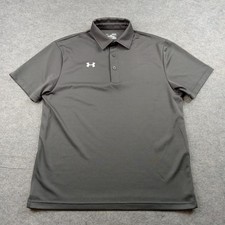 Under Armour Polo Shirt Mens Medium Gray HeatGear Golf Loose Fit Performance Top