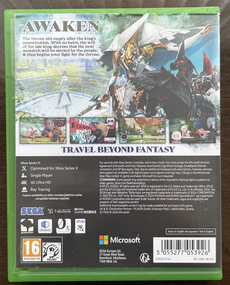 Metaphor ReFantazio 2 Disc Microsoft XBox Series X Video Game Genuine UK Mint, photo 2 of 4