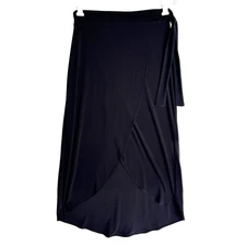 Ann Cole Dance Wrap Skirt S M Black Midi Tie Waist Dancewear Ballet Jazz Classic