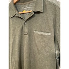 Eddie Bauer Travex Polo Shirt Moisture Wicking Short Sleeve Olive Green TL