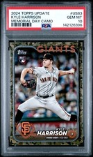 2024 TOPPS UPDATE MEMORIAL DAY CAMO #US83 KYLE HARRISON 14/25 PSA 10