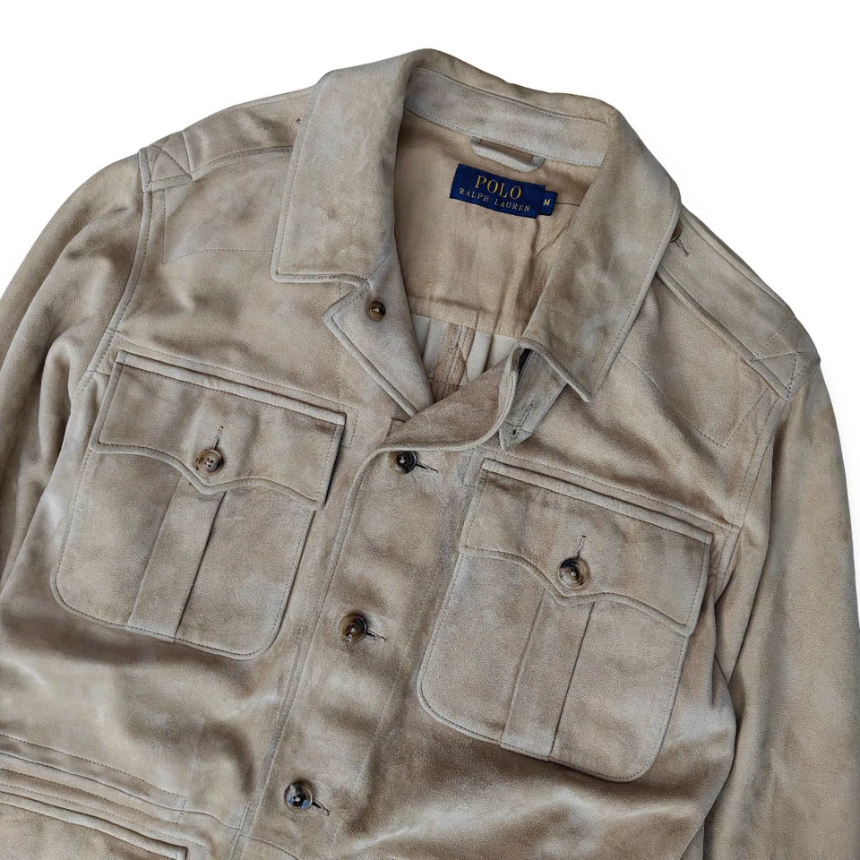 Polo Ralph Lauren Utility Safari Suede Overshirt Jacket - Medium - Image 2 of 4