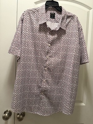 MIX NY Performance Mens XXL Slim Fit Stretch Button Up Shirt Micro Print