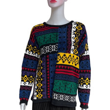 Vintage 1980s Esprit Multicolor Oversized Sweater M