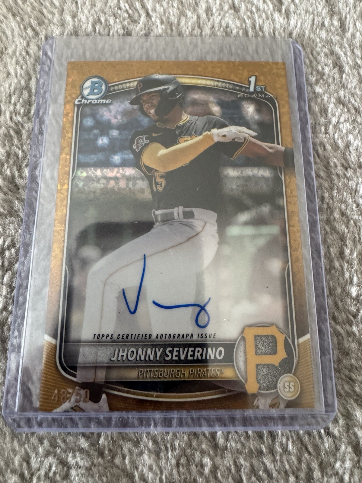 JHONNY SEVERINO 2025 1st Bowman Chrome Gold MiniDiamond Auto /50 Rookie RC CPAJS