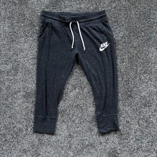 Vintage Nike Womens Capri Jogger Sweatpants Charcoal Gray Sz M Gym Sportswear