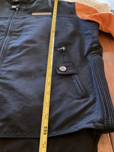 Vintage Harley Davidson wasserdichte Damen-Reitjacke Large schwarz & orange - Bild 19 von 19