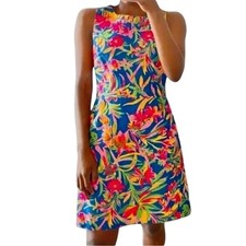 J. Crew Tropical Floral Textured Cotton Sheath Dress Sleeveless Colorful Preppy 