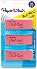PaperMate Pink Pearl Premium Medium Rubber Eraser, 3-Count 2 Pack , 6 Eraser