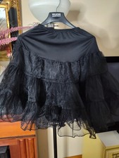 Shimaly Black Tulle Petticoat Midi Skirt Elastic Waist 3-Layer Size Small A-15 